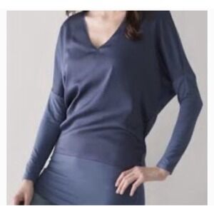 NEW White House Black‎ Market Layered Knit Twofer Top Women's Size XL Blue Long